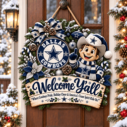 Dallas Cowboys Mascot Christmas Welcome Door Hanger