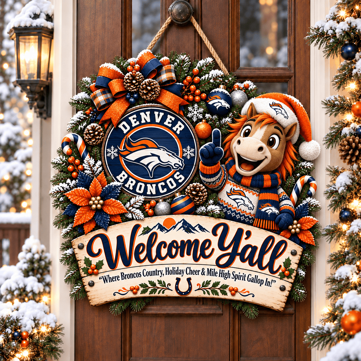 Los Angeles Chargers Mascot Christmas Welcome Door Hanger