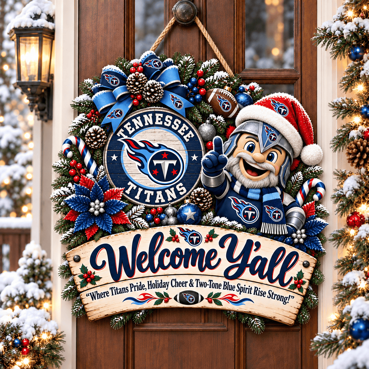 Tennessee Titans Mascot Christmas Welcome Door Hanger
