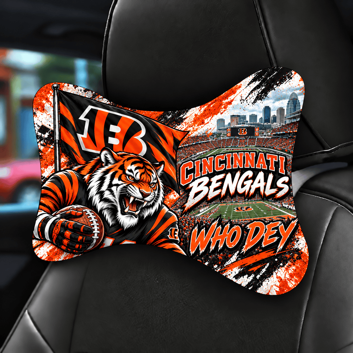 Cincinnati Bengals Mascot Car Seat Headrest Neck Pillow