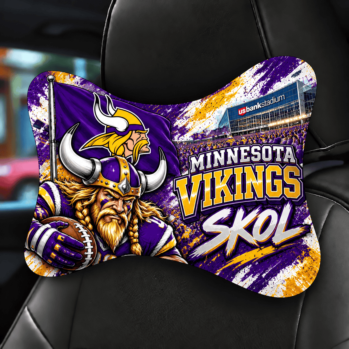 Minnesota Vikings Mascot Car Seat Headrest Neck Pillow