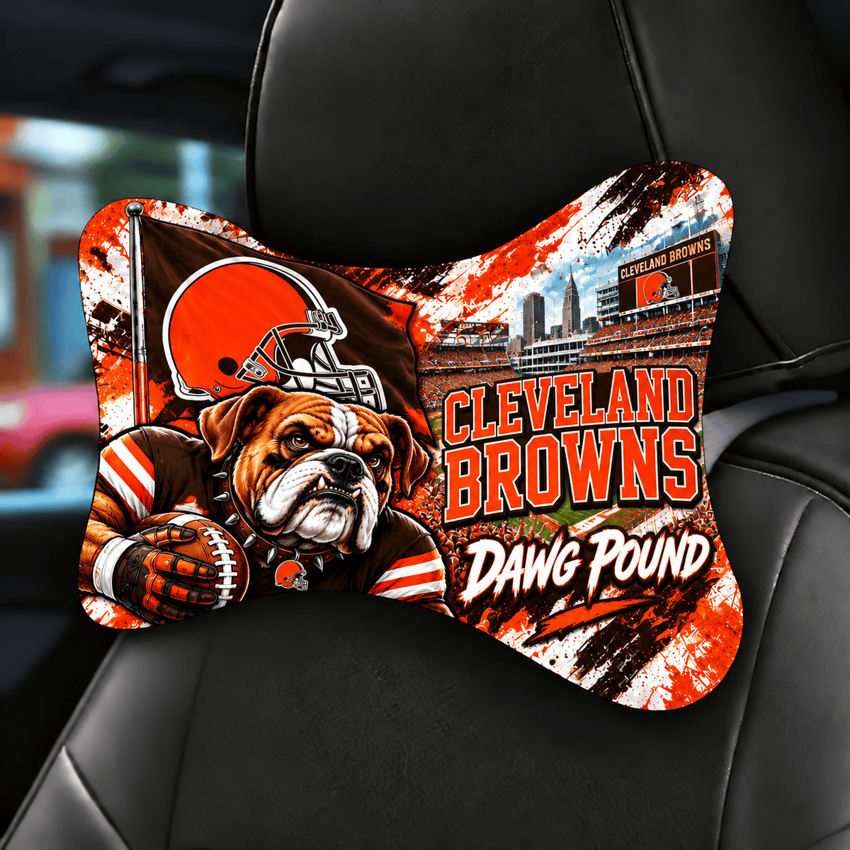 Cleveland Browns Mascot Car Seat Headrest Neck Pillow