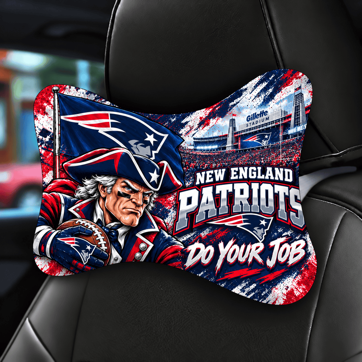 New England Patriots Mascot Car Seat Headrest Neck Pillow