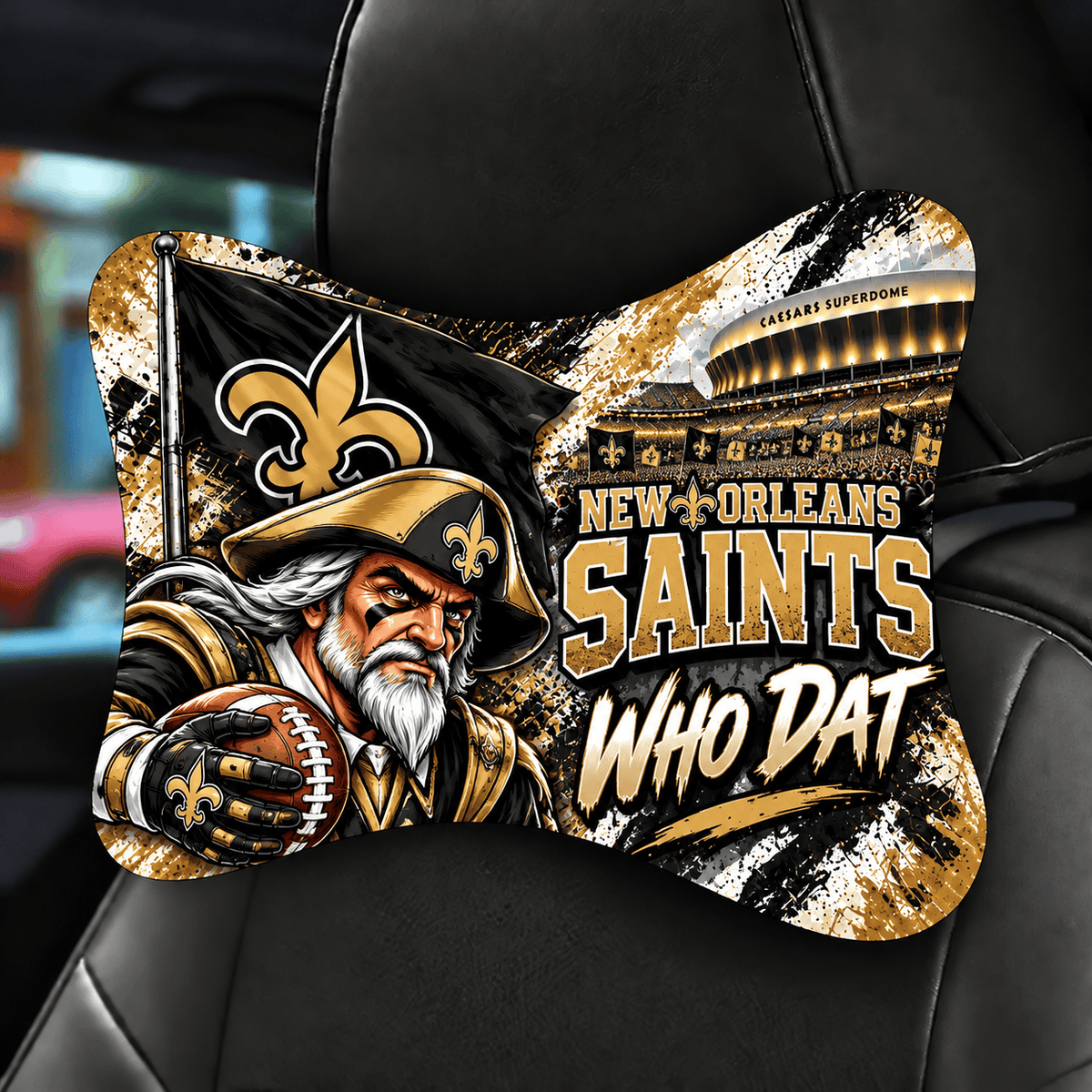 New Orleans Saints Mascot Car Seat Headrest Neck Pillow