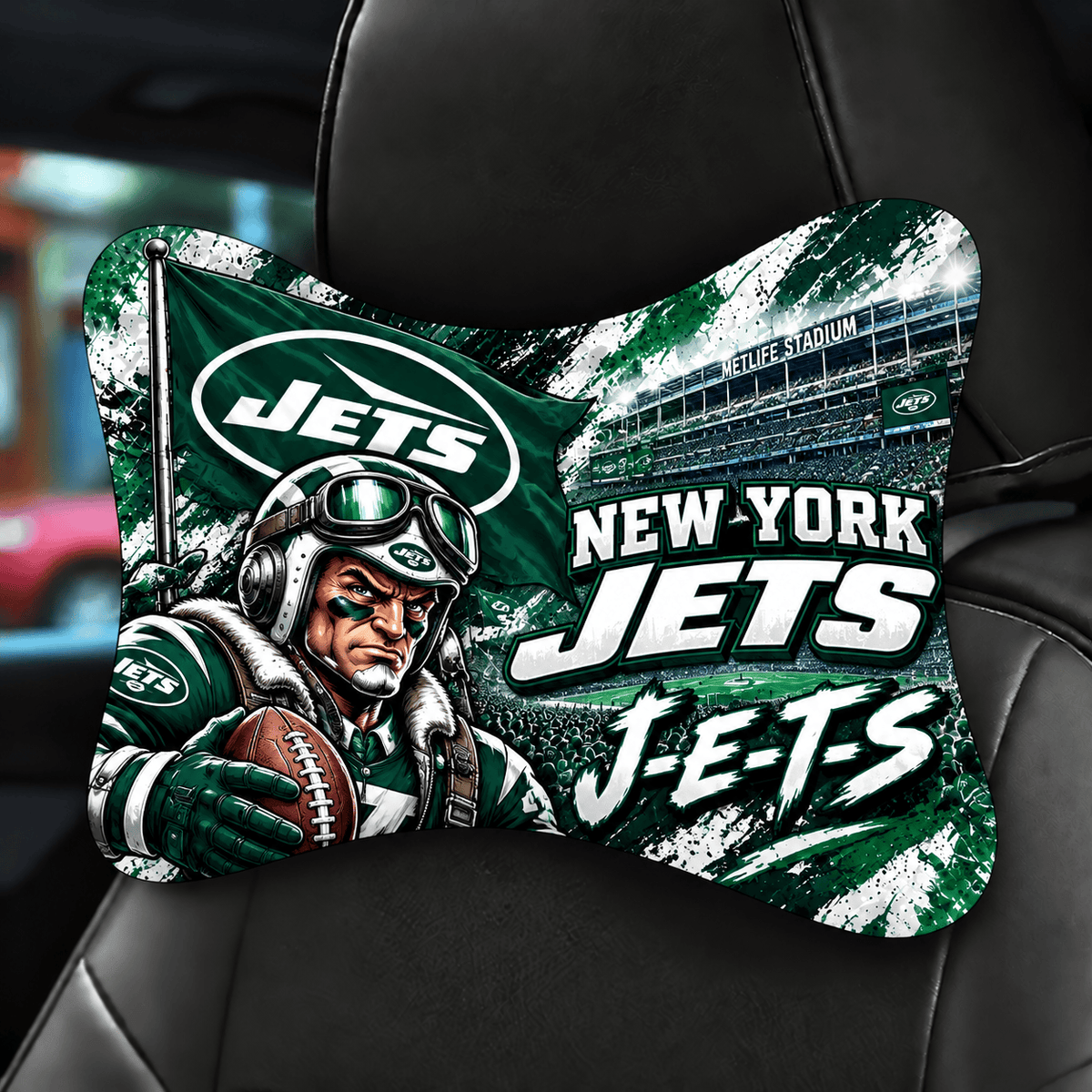 New York Jets Mascot Car Seat Headrest Neck Pillow