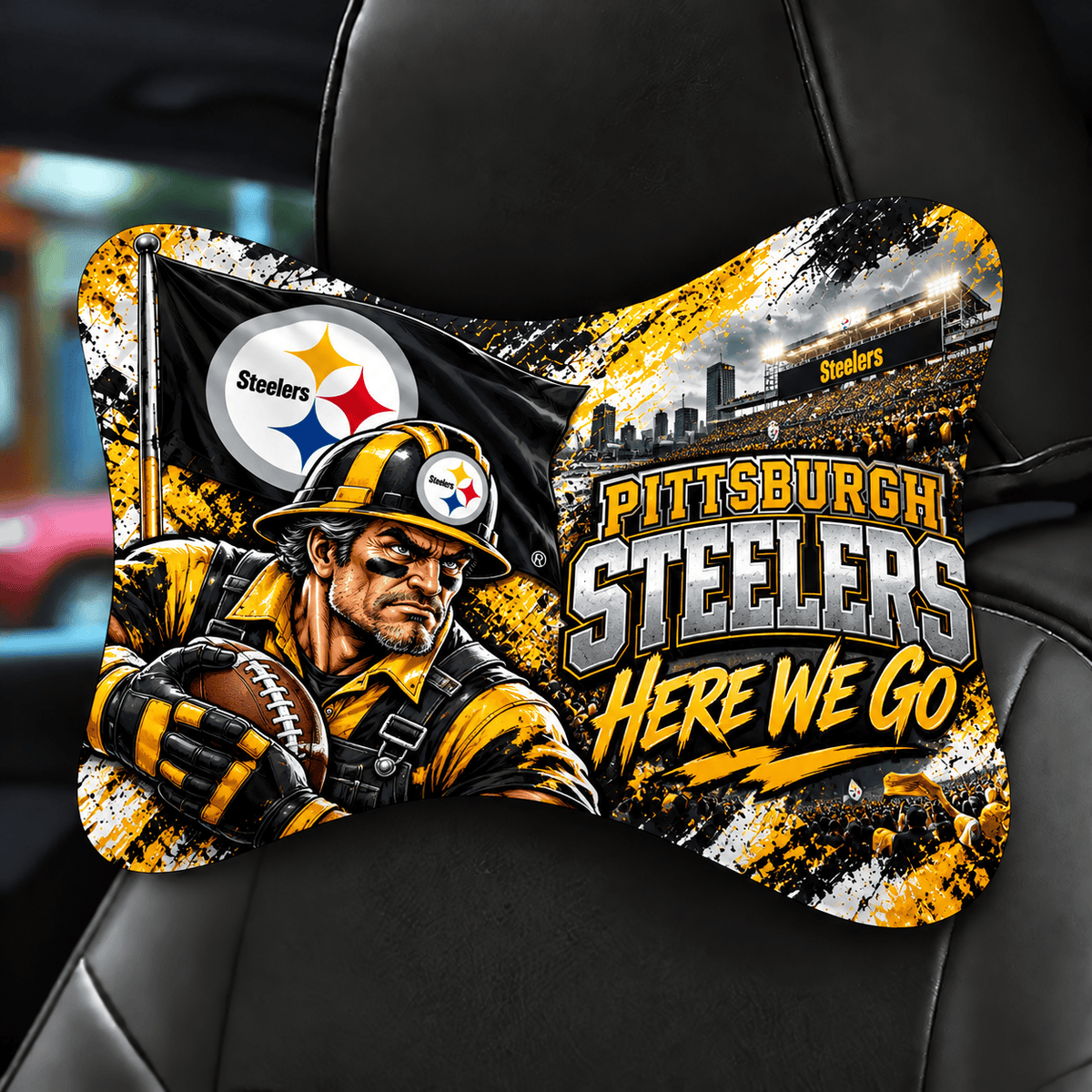 Pittsburgh Steelers Mascot Car Seat Headrest Neck Pillow