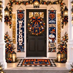 Chicago Bears Christmas Custom Decorative Door Curtain Hanging Flag