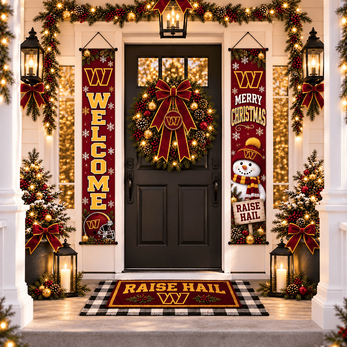 Washington Commanders Christmas Custom Decorative Door Curtain Hanging Flag