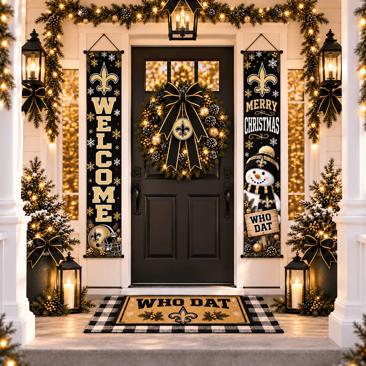 New Orleans Saints Christmas Custom Decorative Door Curtain Hanging Flag