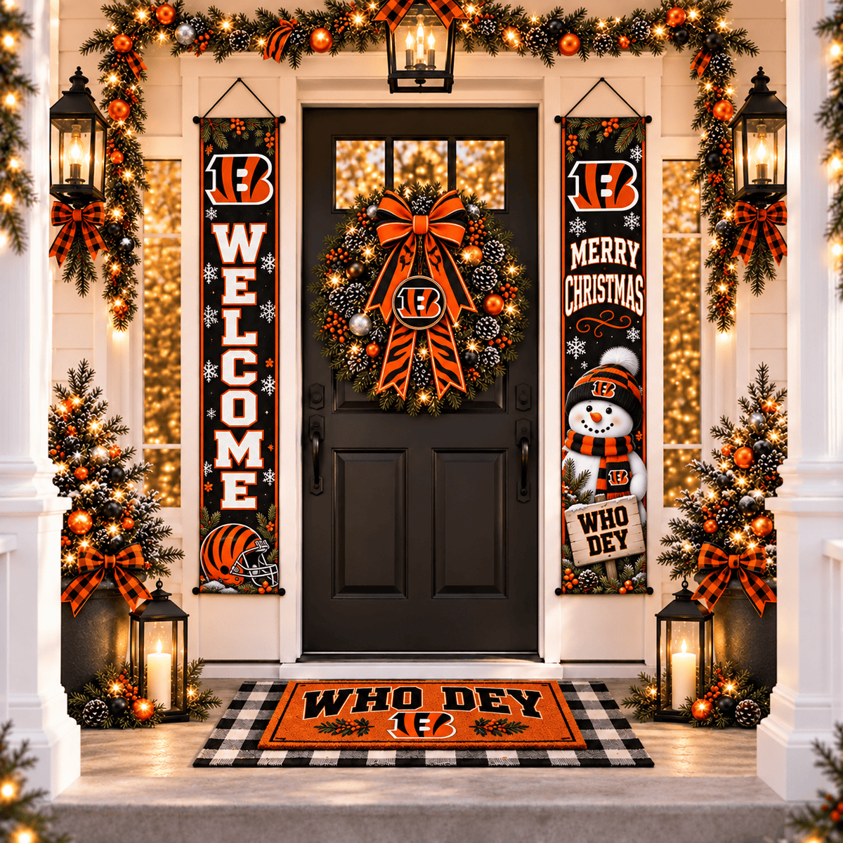 Cincinnati Bengals Christmas Custom Decorative Door Curtain Hanging Flag