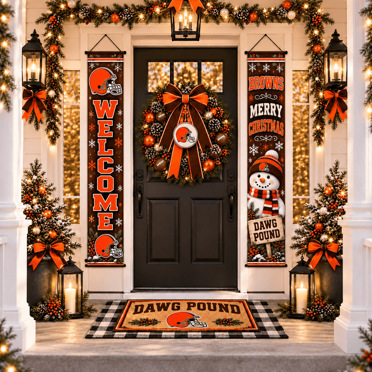 Cleveland Browns Christmas Custom Decorative Door Curtain Hanging Flag