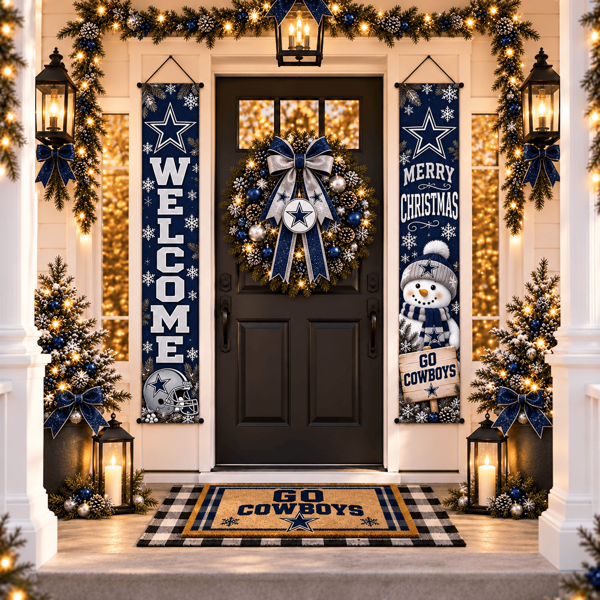 Dallas Cowboys Christmas Custom Decorative Door Curtain Hanging Flag