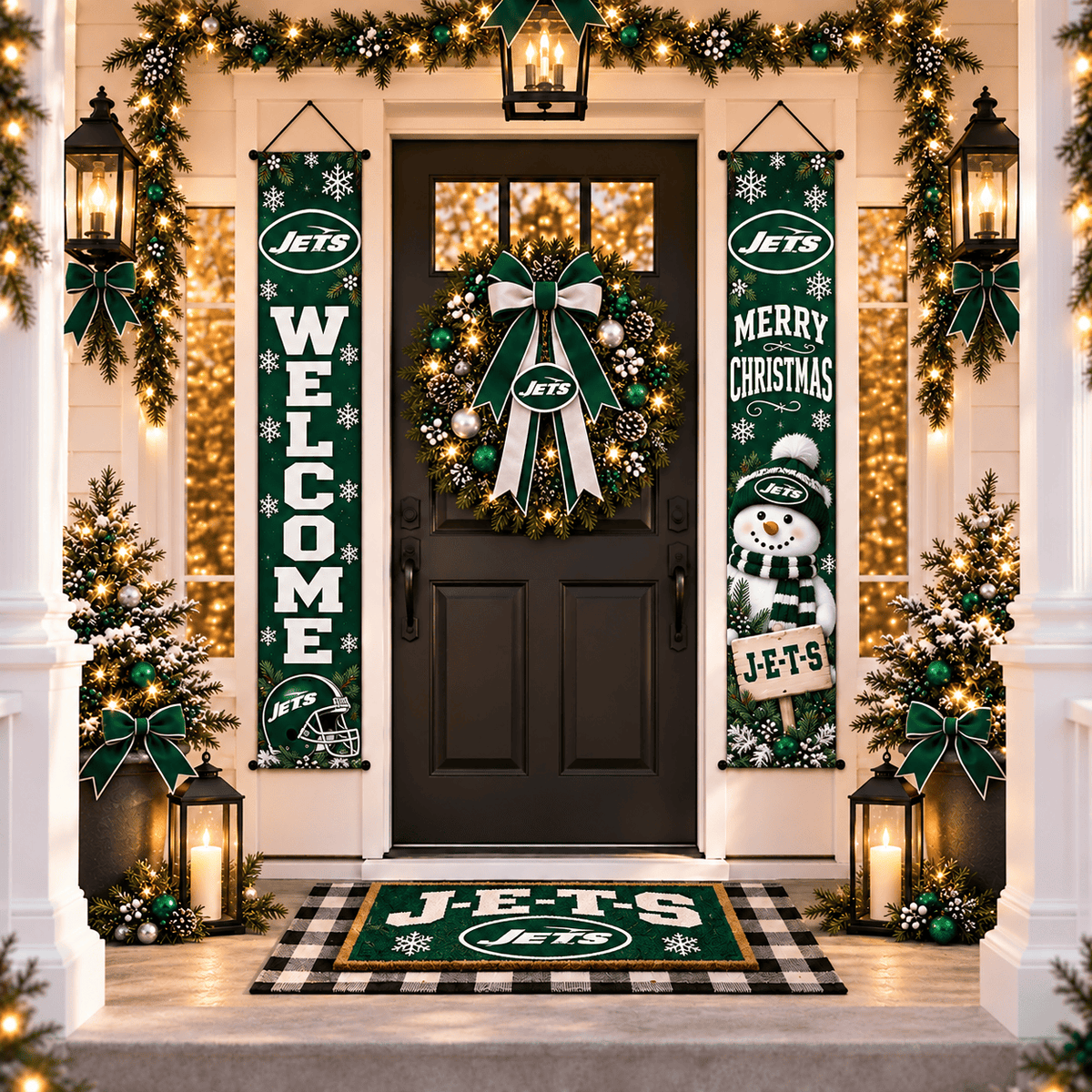 New York Jets Christmas Custom Decorative Door Curtain Hanging Flag