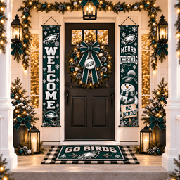 Philadelphia Eagles Christmas Custom Decorative Door Curtain Hanging Flag