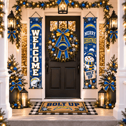 Los Angeles Chargers Christmas Custom Decorative Door Curtain Hanging Flag