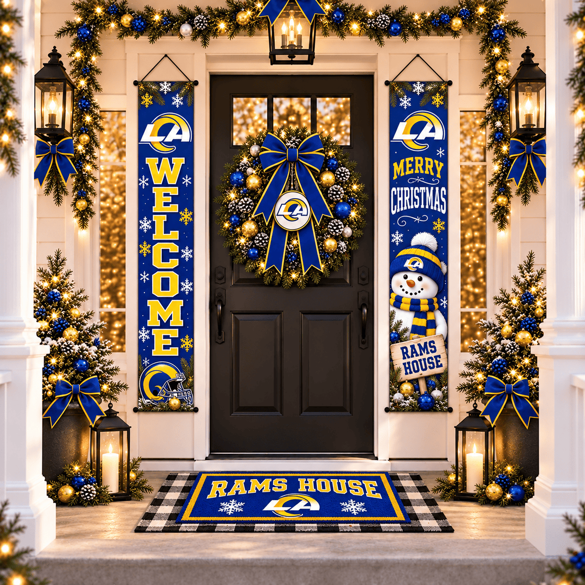 Los Angeles Rams Christmas Custom Decorative Door Curtain Hanging Flag