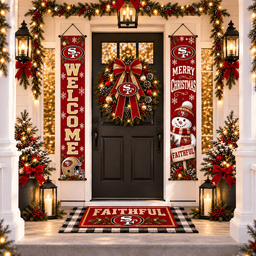 San Francisco 49ers Christmas Custom Decorative Door Curtain Hanging Flag