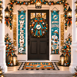 Miami Dolphins Christmas Custom Decorative Door Curtain Hanging Flag