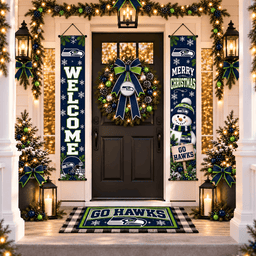 Seattle Seahawks Christmas Custom Decorative Door Curtain Hanging Flag