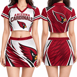 Arizona Cardinals Women's Cropped V-Neck Polo Jersey and Hip Skirt Dress Set
