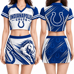Indianapolis Colts Women's Cropped V-Neck Polo Jersey and Hip Skirt Dress Set