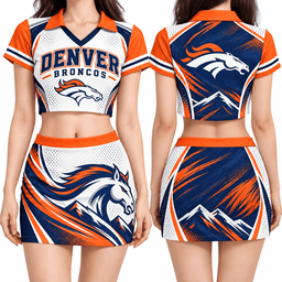 Denver Broncos Women's Cropped V-Neck Polo Jersey and Hip Skirt Dress Set
