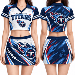 Tennessee Titans Women's Cropped V-Neck Polo Jersey and Hip Skirt Dress Set