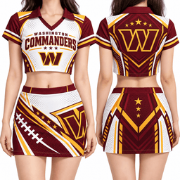 Washington Commanders Women's Cropped V-Neck Polo Jersey and Hip Skirt Dress Set