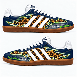 Seattle Seahawks Leopard Samba Shoes
