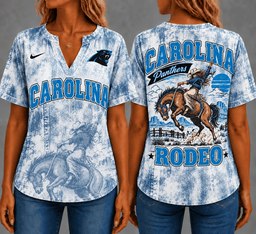 Carolina Panthers Retro Western Rodeo Short Sleeves V-neck Collar Shirt