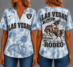 Las Vegas Raiders Retro Western Rodeo Short Sleeves V-neck Collar Shirt