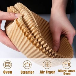 Stack of disposable air fryer parchment paper liners