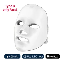 GlowPro wireless LED face mask Type B white 400mAh rechargeable light therapy mask