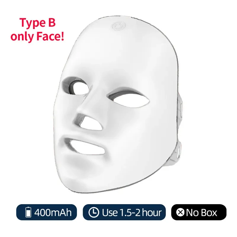 GlowPro wireless LED face mask Type B white 400mAh rechargeable light therapy mask