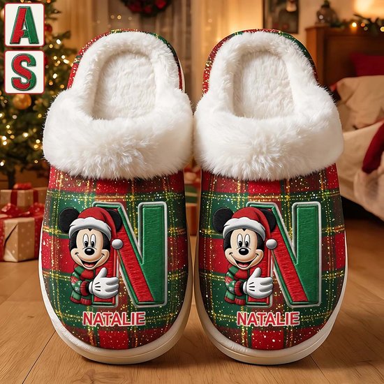 Magical Christmas - Personalized Mouse Slippers With Fur Lining