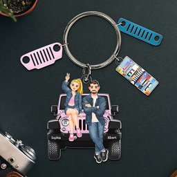 Personalized Gifts For Off-road Couple Keychain With Charms 08qhqn190724pa, License Plate Charms - Photo 3