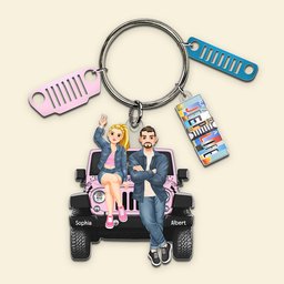 Personalized Gifts For Off-road Couple Keychain With Charms 08qhqn190724pa, License Plate Charms - Photo 2