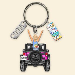 Personalized Gifts For Off Road Girl Keychain With License Plate Charms – view 4