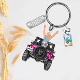 Personalized Gifts For Off Road Girl Keychain With License Plate Charms – view 3