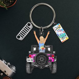 Personalized Gifts For Off Road Girl Keychain With License Plate Charms – view 2