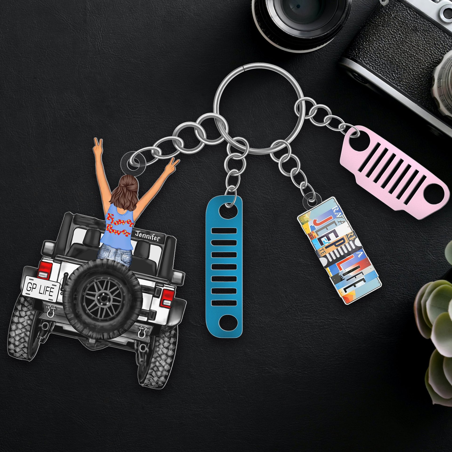 Personalized Gifts For Off Road Girl Keychain With License Plate Charms