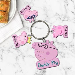 Personalized Gifts For Dad Keychain With Pig Charms - Photo 2