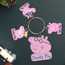 Personalized Gifts For Dad Keychain With Pig Charms - Photo 1