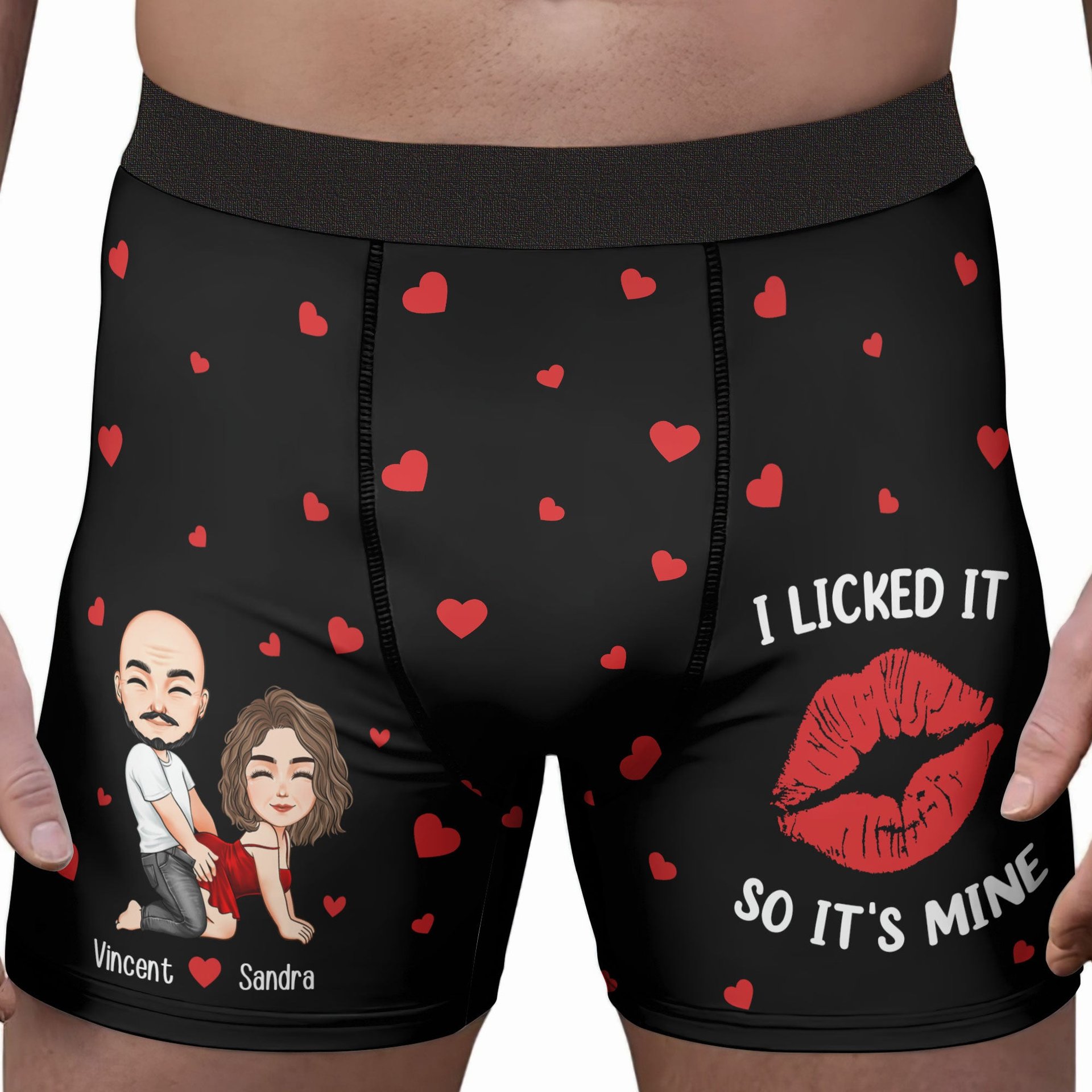 I Licked It So It's Mine Naughty Couple - Personalized Men's Boxer Briefs - Gift For Husband - Photo 1