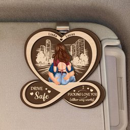 Drive Safe I F*Cking Love You - Personalized Wooden Car Visor Clip - Photo 1