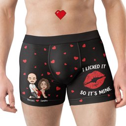 I Licked It So It's Mine Naughty Couple - Personalized Men's Boxer Briefs - Gift For Husband - Photo 5
