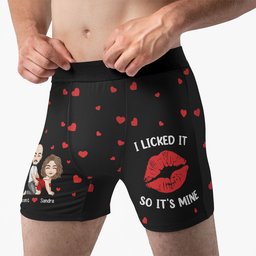 I Licked It So It's Mine Naughty Couple - Personalized Men's Boxer Briefs - Gift For Husband - Photo 3