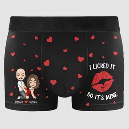 I Licked It So It's Mine Naughty Couple - Personalized Men's Boxer Briefs - Gift For Husband - Photo 4