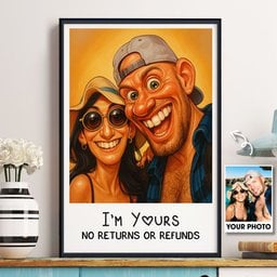 Caricature Wall Art For Funny Couples - Custom Cartoon Drawing From Photo - Personalized Photo Poster - Photo 1