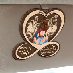 Drive Safe I F*Cking Love You - Personalized Wooden Car Visor Clip - Photo 2